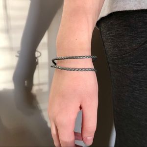 Pandora Moments Double Grey Leather Bracelet